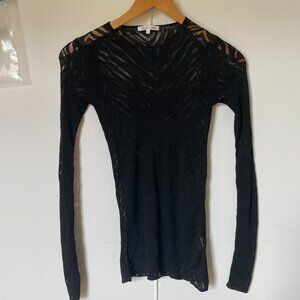 Helmet Lang sheer tiger-stripe knit top, size S